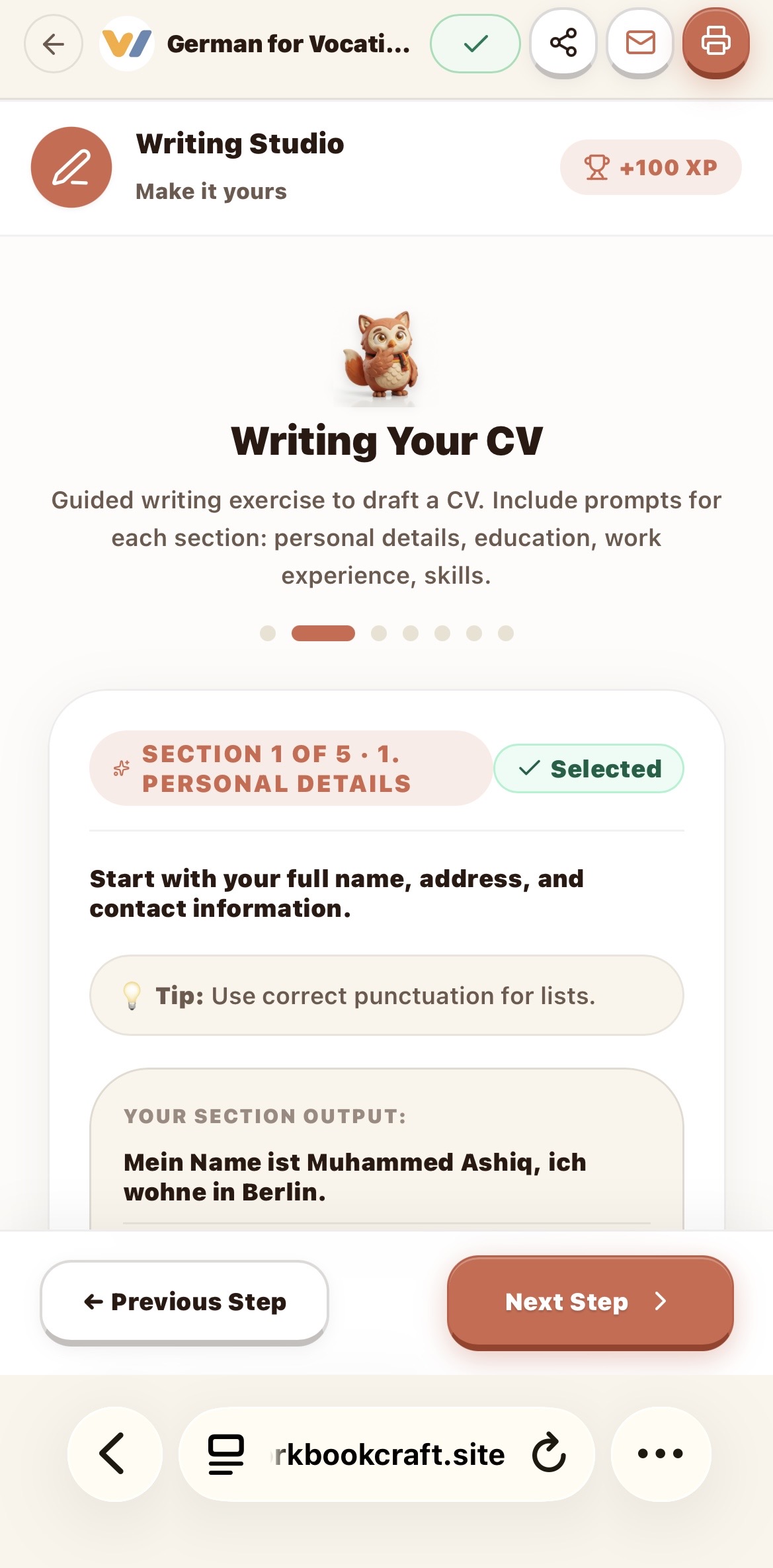 Writing studio & CV builder