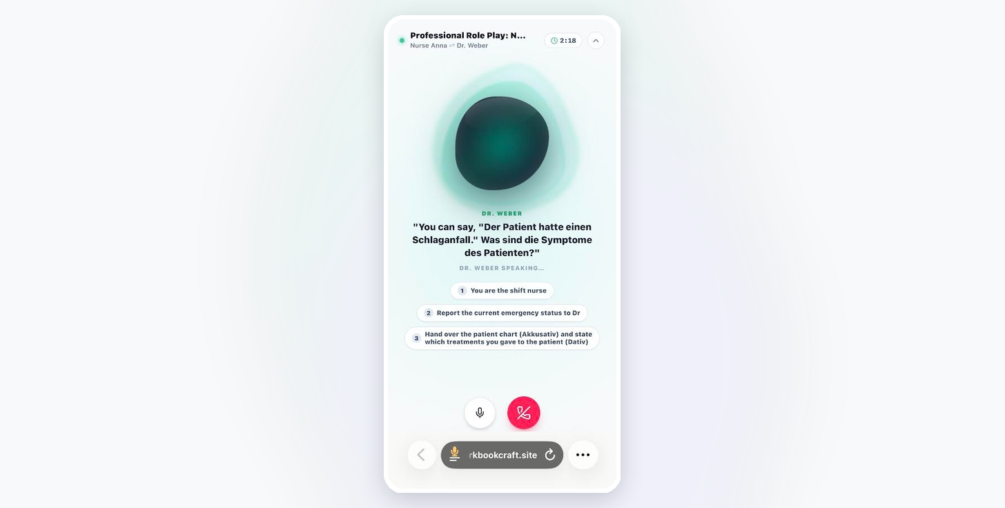 Zara AI Live Speaking Session: Interactive voice roleplay with real-time feedback